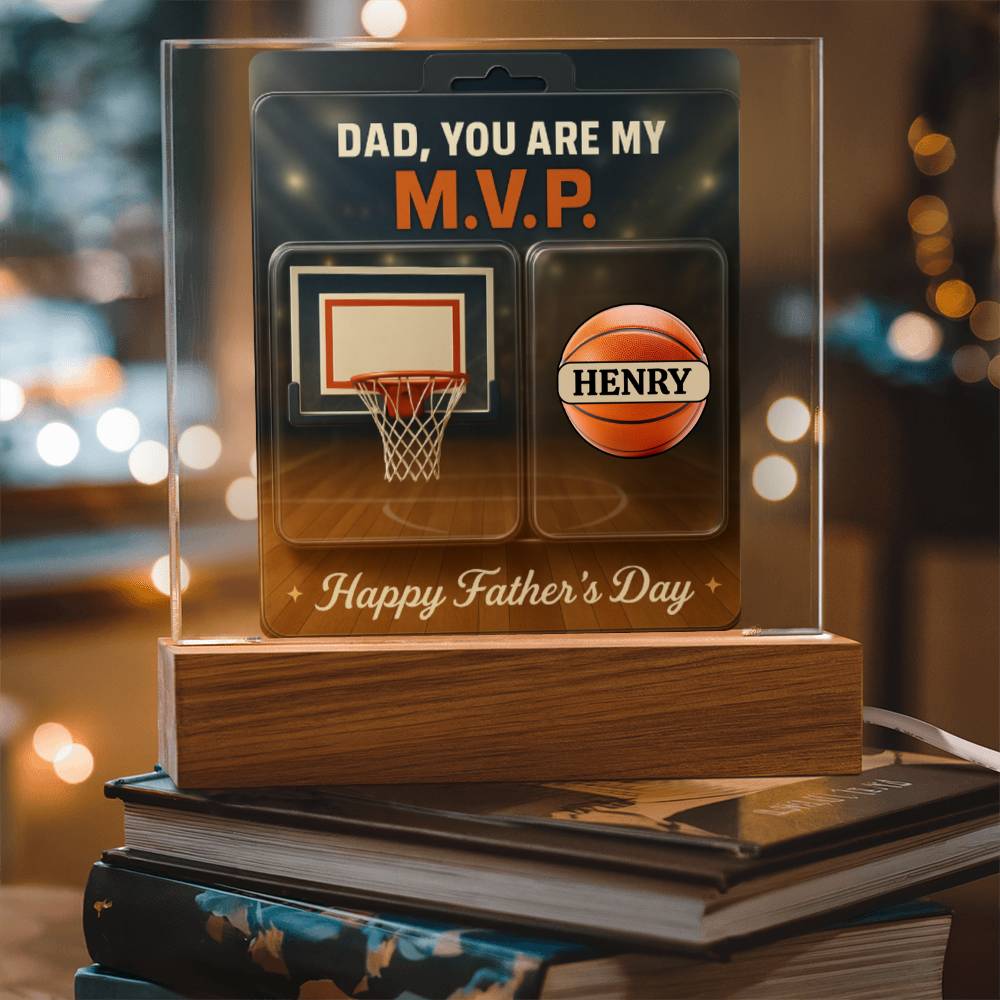 Dad, You Are My M.V.P. - Personalized Fathers Day Gift From Kids - Acrylic Basketball Plaque