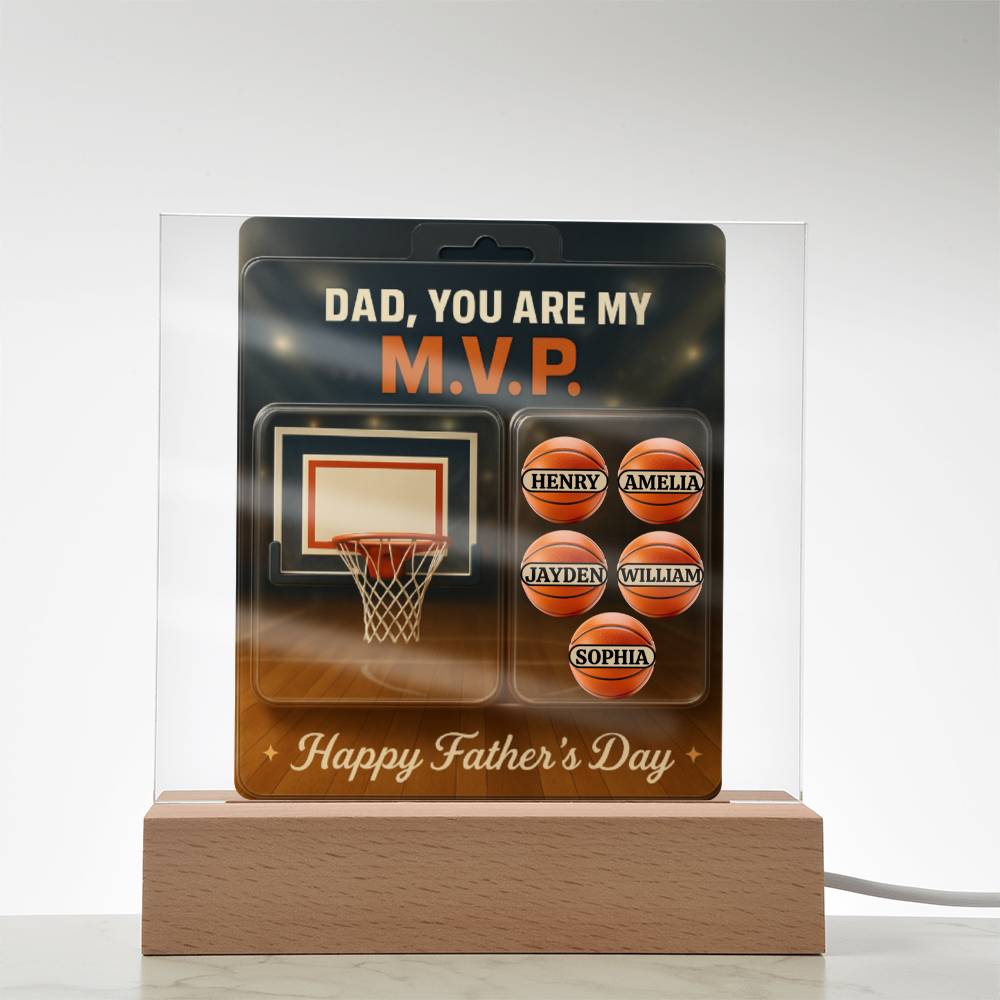 Dad, You Are My M.V.P. - Personalized Fathers Day Gift From Kids - Acrylic Basketball Plaque