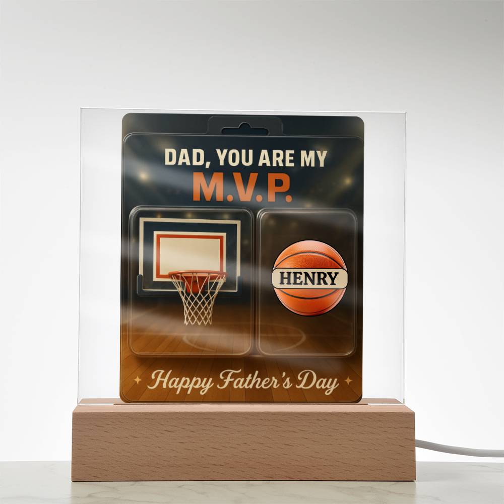 Dad, You Are My M.V.P. - Personalized Fathers Day Gift From Kids - Acrylic Basketball Plaque