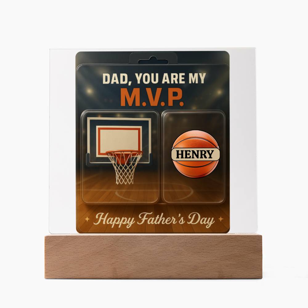 Dad, You Are My M.V.P. - Personalized Fathers Day Gift From Kids - Acrylic Basketball Plaque