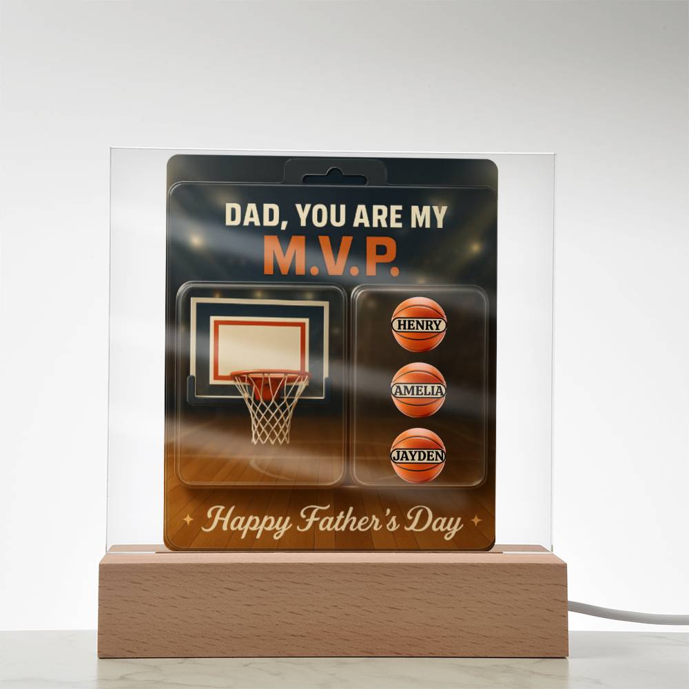 Dad, You Are My M.V.P. - Personalized Fathers Day Gift From Kids - Acrylic Basketball Plaque
