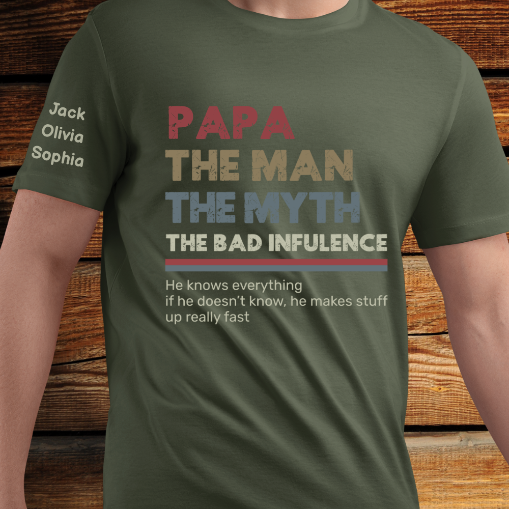 Personalized Dad Papa Grandpa Shirt, Custom Papa Legend Influence T-Shirt, Custom Birthday Fathers Day Gift