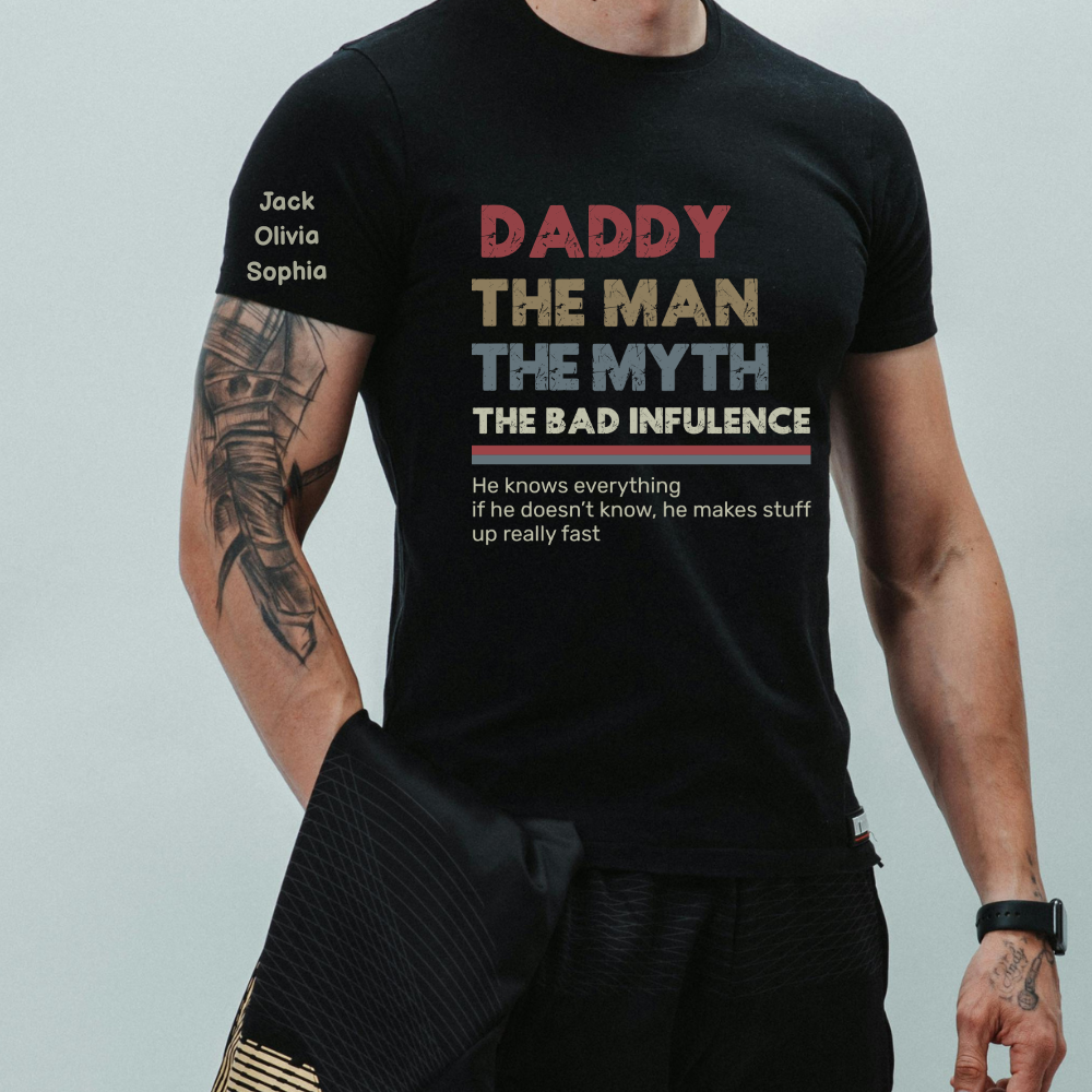 Personalized Dad Papa Grandpa Shirt, Custom Papa Legend Influence T-Shirt, Custom Birthday Fathers Day Gift