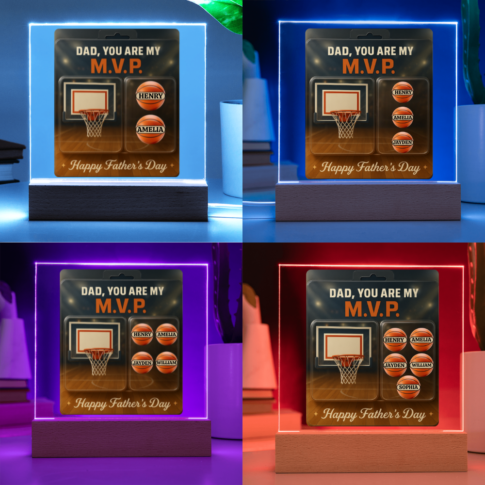 Dad, You Are My M.V.P. - Personalized Fathers Day Gift From Kids - Acrylic Basketball Plaque