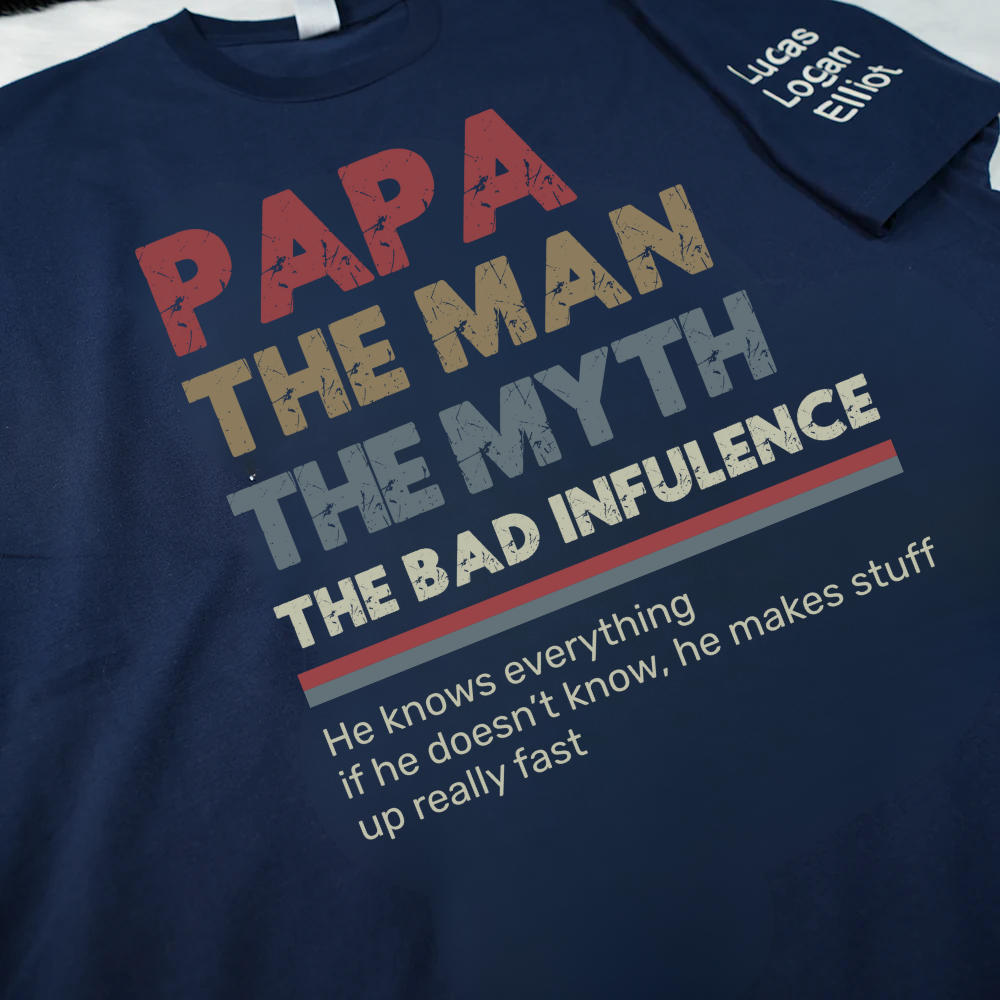 Personalized Dad Papa Grandpa Shirt, Custom Papa Legend Influence T-Shirt, Custom Birthday Fathers Day Gift