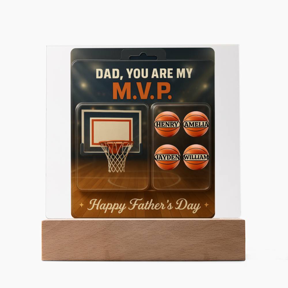 Dad, You Are My M.V.P. - Personalized Fathers Day Gift From Kids - Acrylic Basketball Plaque