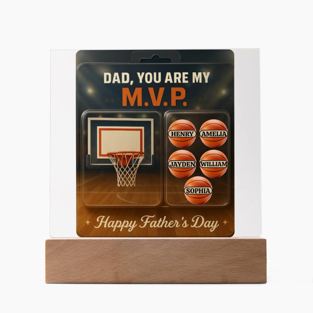 Dad, You Are My M.V.P. - Personalized Fathers Day Gift From Kids - Acrylic Basketball Plaque