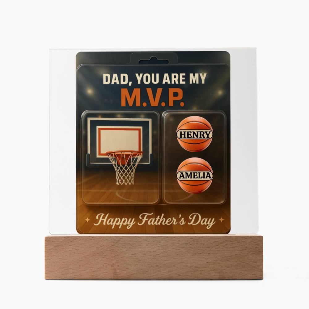 Dad, You Are My M.V.P. - Personalized Fathers Day Gift From Kids - Acrylic Basketball Plaque
