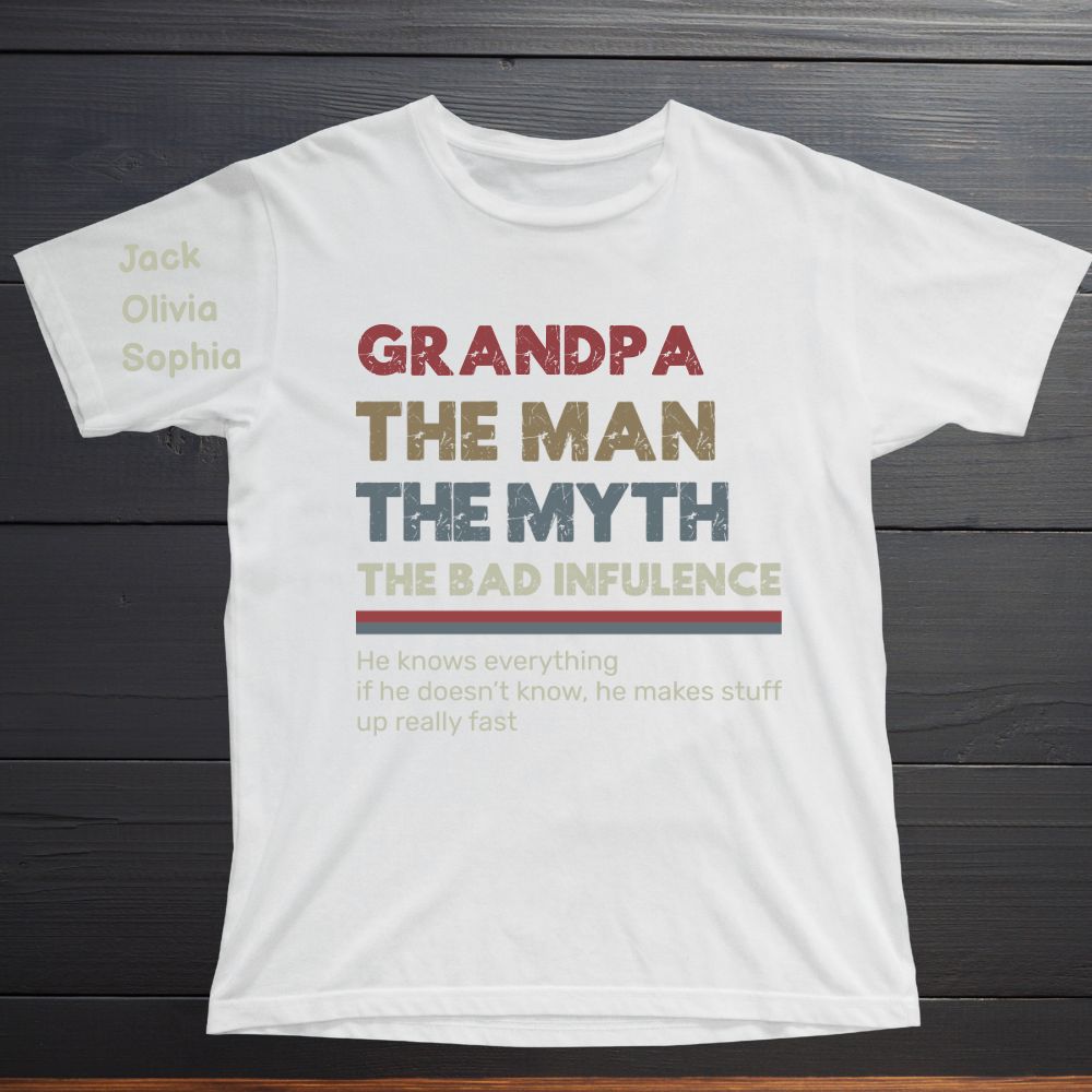 Personalized Dad Papa Grandpa Shirt, Custom Papa Legend Influence T-Shirt, Custom Birthday Fathers Day Gift