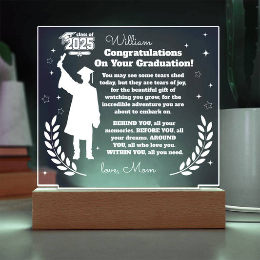 Custom Graduation Gift "The Beautiful Gift of Watching You Grow" Acrylic Plaque